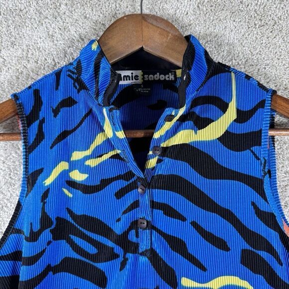 Jamie Sadock Ribbed Blue Tiger Striped Tank Top Women's Small Sports Athletic - Picture 3 of 8